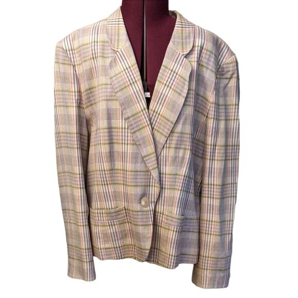 Pendleton Jackets & Blazers - Pendleton plaid spring holiday blazer rayon women's size 16